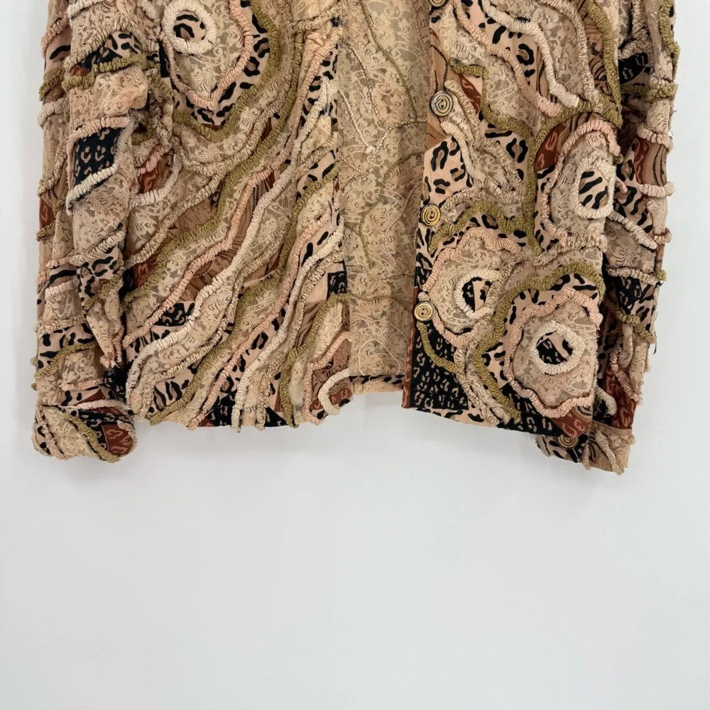 Sandy Starkman Women's Chenille Trim Jacket Button Close Size M Animal Print - Picture 3 of 9